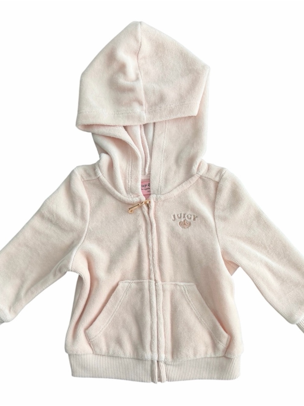 Juicy Couture Light Pink Plush Hooded Zip-Up Sweatshirt